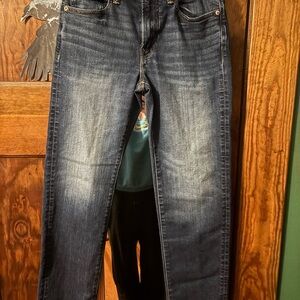 American Eagle Outfitters Men's Faded Dark Blue Slim Straight Jeans